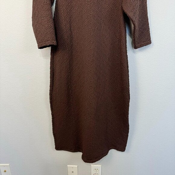 Free People Women's Gabby Long Sleeve Textured Cut Out Back Midi Dress Brown M/L - Picture 6 of 14